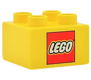 Duplo Gul Klods 2 x 2 med Lego logo (3437)