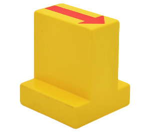 Duplo Gul Kloss 2 x 2 x 2 med 1 x 2 Centrum med Röd Rak Pil (6442 / 81862)