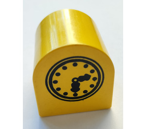 Duplo Yellow Brick 2 x 2 x 2 with Curved Top with Clock (3664)