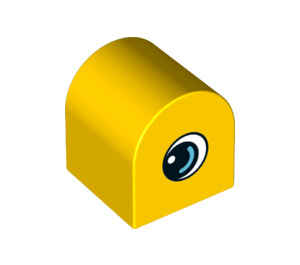 Duplo Yellow Brick 2 x 2 x 2 with Curved Top with Eye with White and Medium Azure (Both Sides) (3664 / 29762)