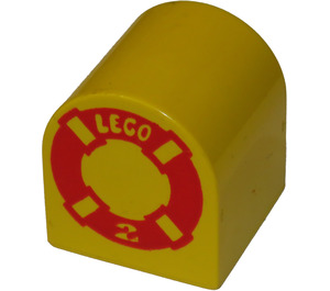 Duplo Geel Steen 2 x 2 x 2 met Gebogen bovenkant met Life Ring (3664)