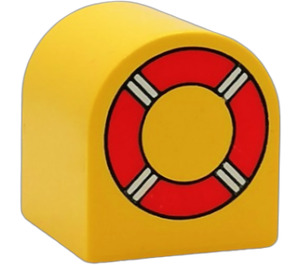 Duplo Yellow Brick 2 x 2 x 2 with Curved Top with Life Ring (3664)