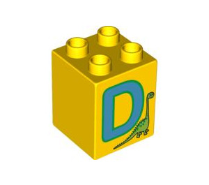 Duplo Yellow Brick 2 x 2 x 2 with D for Dinosaur (31110 / 92994)