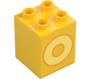 Duplo Geel Steen 2 x 2 x 2 met Letter "O" Decoratie (31110 / 65935)