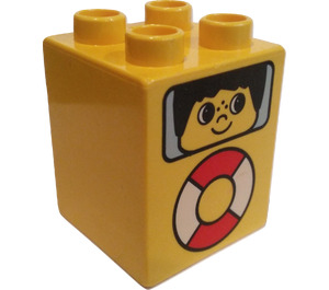 Duplo Yellow Brick 2 x 2 x 2 with Life Preserver and Child in Window (31110)