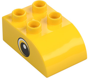 Duplo Gul Kloss 2 x 3 med Böjd topp med Öga med Stor Vit Spot (37389 / 37394)