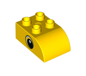 Duplo Yellow Brick 2 x 3 with Curved Top with Eye with Large White Spot (37389 / 37394)