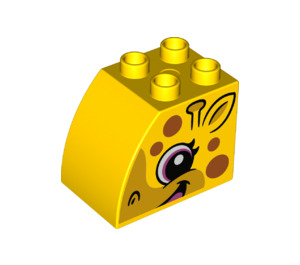 Duplo Žlutá Kostka 2 x 3 x 2 s Zakřivený Postranní s Giraffe Hlava (11344 / 36736)