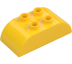 Duplo Keltainen Palikka 2 x 4 jossa Kaareva Sivut (98223)