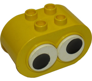 Duplo Yellow Brick 2 x 4 x 2 Rounded Ends with Two Adjustable eyes