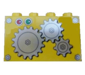 Duplo Żółty Cegła 2 x 4 x 2 z Cogs (31111 / 60827)