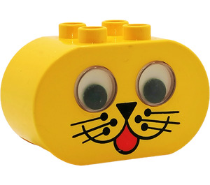 Duplo Yellow Brick 2 x 4 x 2 with Rounded Ends, Rattle Eyes and Animal Face (2071)