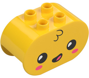 Duplo Jaune Brique 2 x 4 x 2 avec Extrémités arrondies avec Bébé Face avec open Yeux (6448 / 101579)