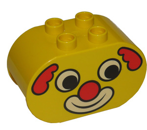 Duplo Yellow Brick 2 x 4 x 2 with Rounded Ends with Clown Face (6448 / 81974)