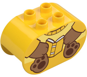 Duplo Yellow Brick 2 x 4 x 2 with Rounded Ends with Hands and Book (6448 / 105421)