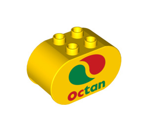 Duplo Yellow Brick 2 x 4 x 2 with Rounded Ends with Octan logo (6448 / 10204)