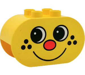 Duplo Żółty Cegła 2 x 4 x 2 z Zaokrąglone końcówki z Smiley Czerwony Nos Twarz z freckles (6448)