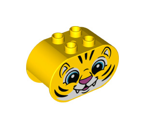 Duplo Yellow Brick 2 x 4 x 2 with Rounded Ends with Tiger face (6448 / 43505)