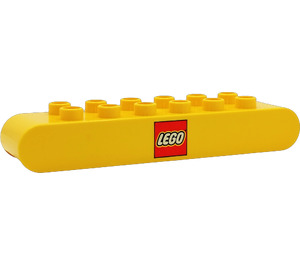 Duplo Amarillo Ladrillo 2 x 8 Extremos redondeados con LEGO logo (31214)