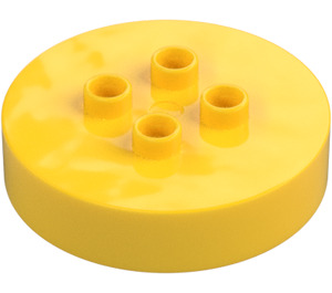 Duplo Giallo Mattoncino 4 x 4 x 1.5 Cerchio con Ritaglio (2354)