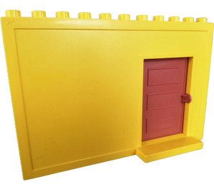 Duplo Yellow Building Wall 3 x 11 x 6 with Brown Sliding Door (4901)