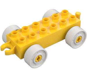 Duplo Yellow Car Chassis 2 x 6 with White Wheels (11248 / 14639)