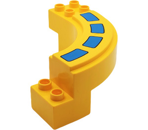 Duplo Yellow Curved Road Section 6 x 7 x 2 with 4 Stripes (31205)