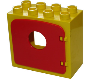 Duplo Yellow Door Frame Flat Front Surface with Red Door with Porthole