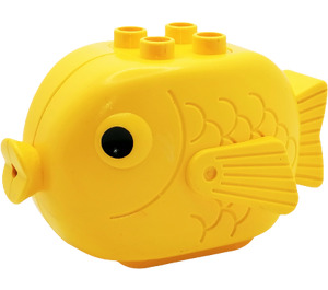 Duplo Yellow Fish with Studs and Black Eyes