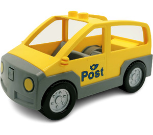 Duplo Yellow MPV Car with Dark Stone Gray Base with Post Logo (47437)