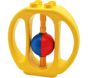 Duplo Gelb Oval Rattle mit Blau und rot Ball