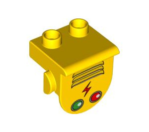 Duplo Yellow Plate with Panel with Green and red button (42236 / 61853)