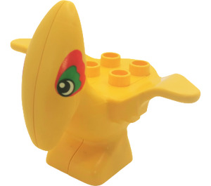 Duplo Amarillo Pteranodon con Grande Verde y Naranja Ojos