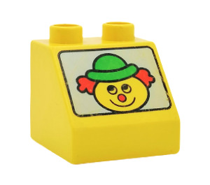 Duplo Yellow Slope 2 x 2 x 1.5 (45°) with Clown (6474)