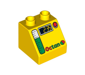Duplo Yellow Slope 2 x 2 x 1.5 (45°) with Octan Logo, Gas Gauge, and '2.35' (6474 / 63017)