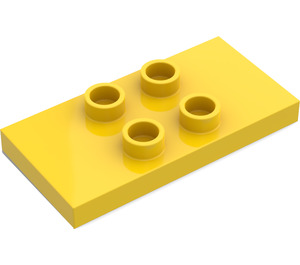 Duplo Gul Bricka 2 x 4 x 0.33 med 4 Centrum Knoppar (Tunn) (4121)