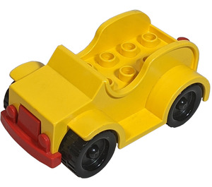 Duplo Yellow Vehicle Car Oldtimer with Red Bumper, Black Wheels (4853)