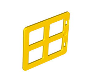 Duplo Yellow Window 4 x 3 with Bars with Same Sized Panes (90265)