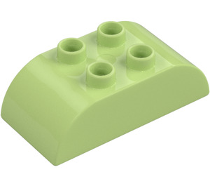 Duplo Yellowish Green Brick 2 x 4 with Curved Sides (98223)