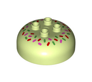 Duplo Yellowish Green Round Brick 4 x 4 with Dome Top with Candy Sprinkles (15977 / 18488)