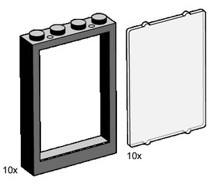 LEGO 1x4x5 Black Window Frames with Clear Panes 3448