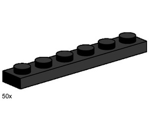 LEGO 1x6 Black Plates Set 3486