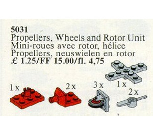 LEGO 2 Propellers, 3 Nose Räder und Rotor Unit 5031