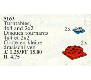 LEGO 2 Turntables 4 x 4, 2 Turntables 2 x 2 Set 5163