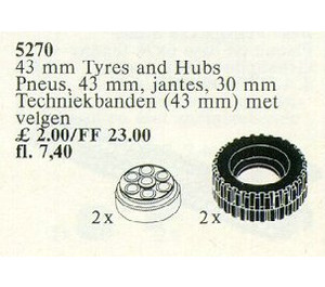 LEGO 2 Tyres en Hubs 43 mm 5270