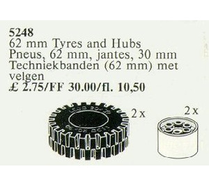 LEGO 2 Tyres and Hubs 62 mm Set 5248