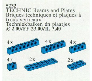 LEGO 20 Technic Beams et Plates Bleu 5232
