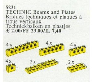 LEGO 20 Technic Beams und Plates Gelb 5231