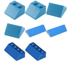 LEGO 23 sloping bricks, including roof peak bricks Bleu 980-2