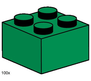 LEGO 2x2 Dark Green Bricks Set 3456